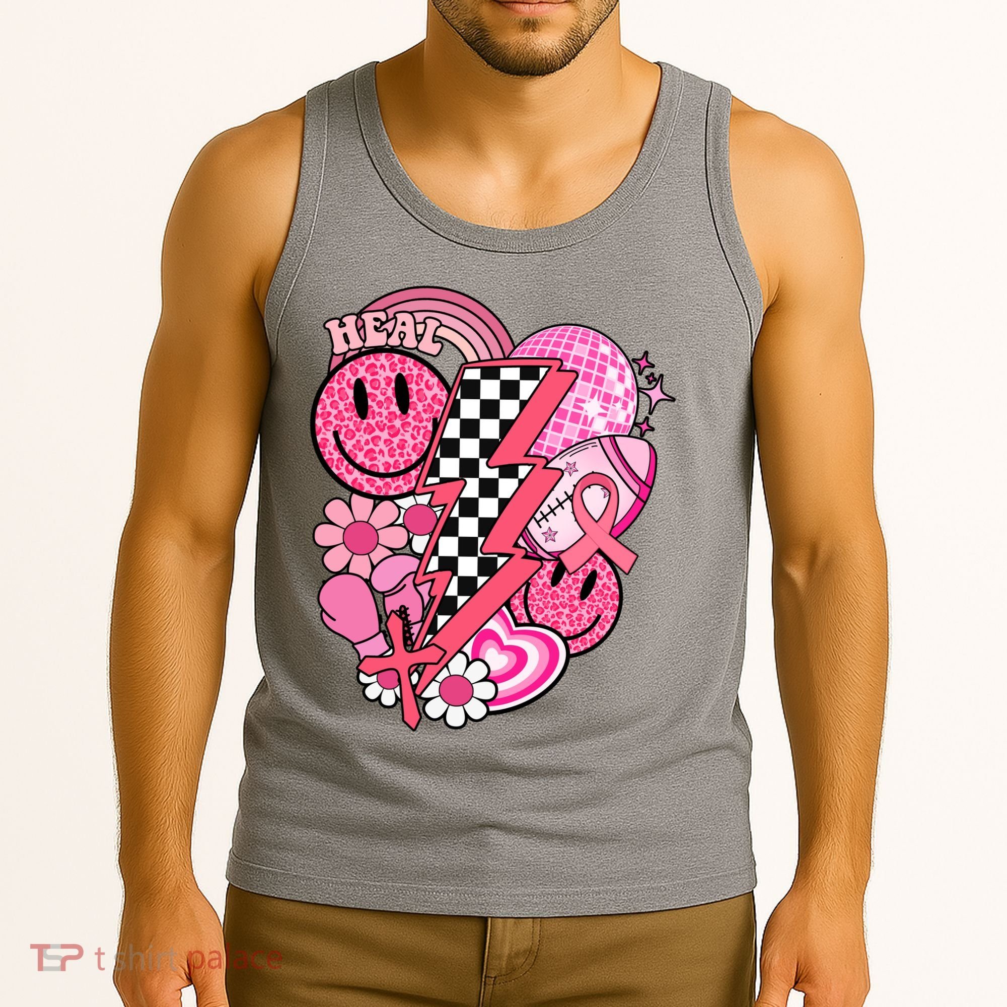 Heal Breast Cancer Awareness Retro Smile Tank Top