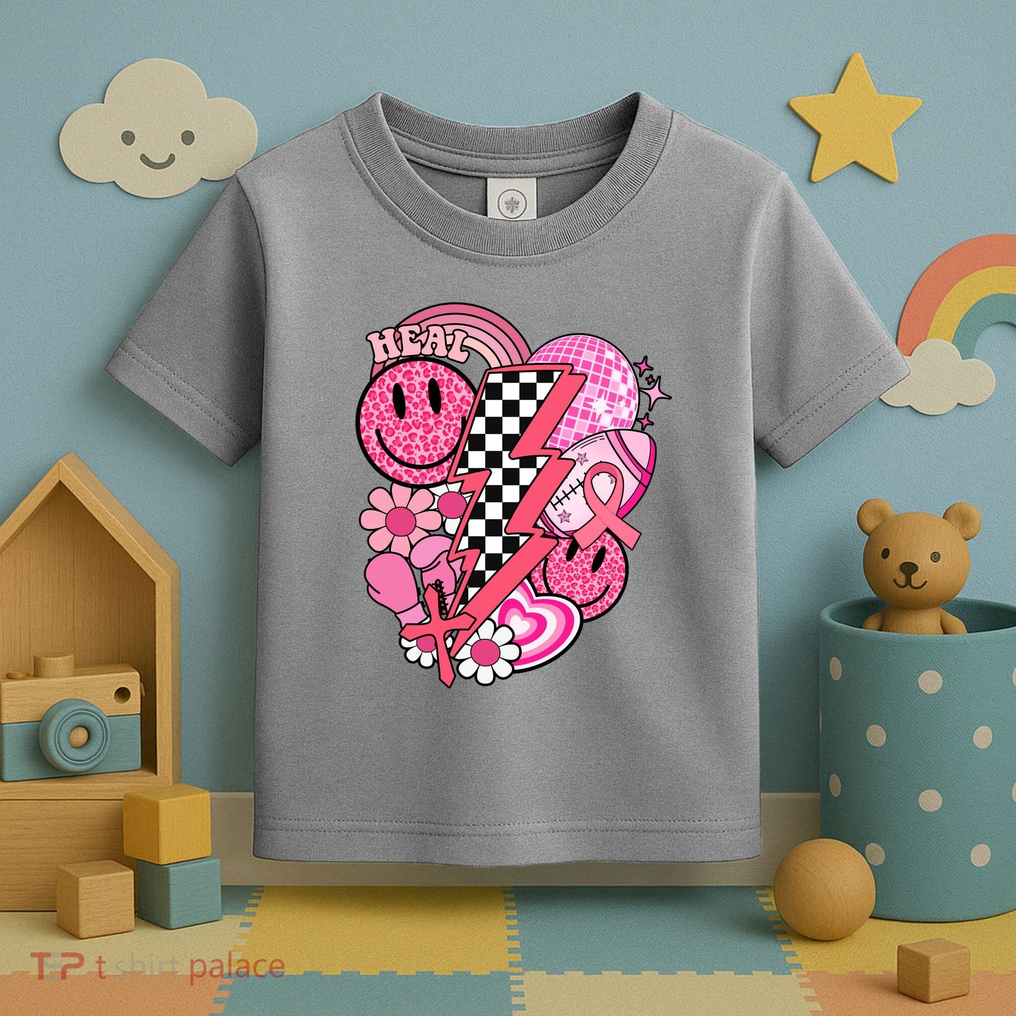 Heal Breast Cancer Awareness Retro Smile Toddler T-Shirt