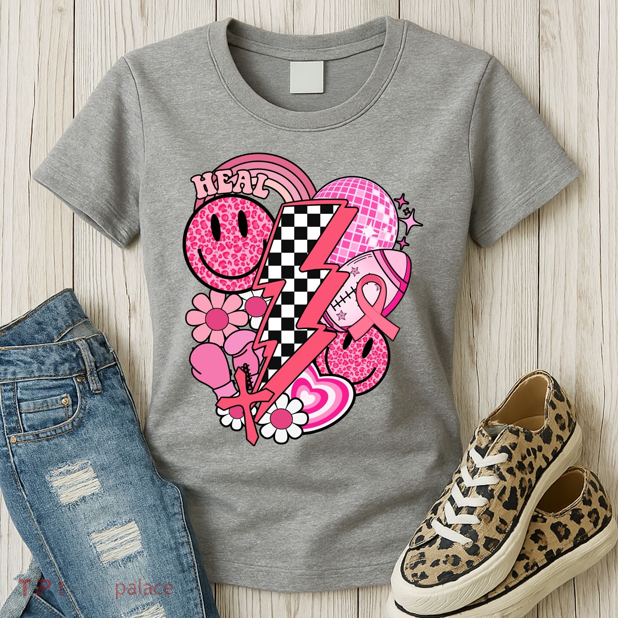 Heal Breast Cancer Awareness Retro Smile Women's T-Shirt