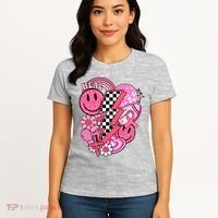 Heal Breast Cancer Awareness Retro Smile Women's T-Shirt thumb 4