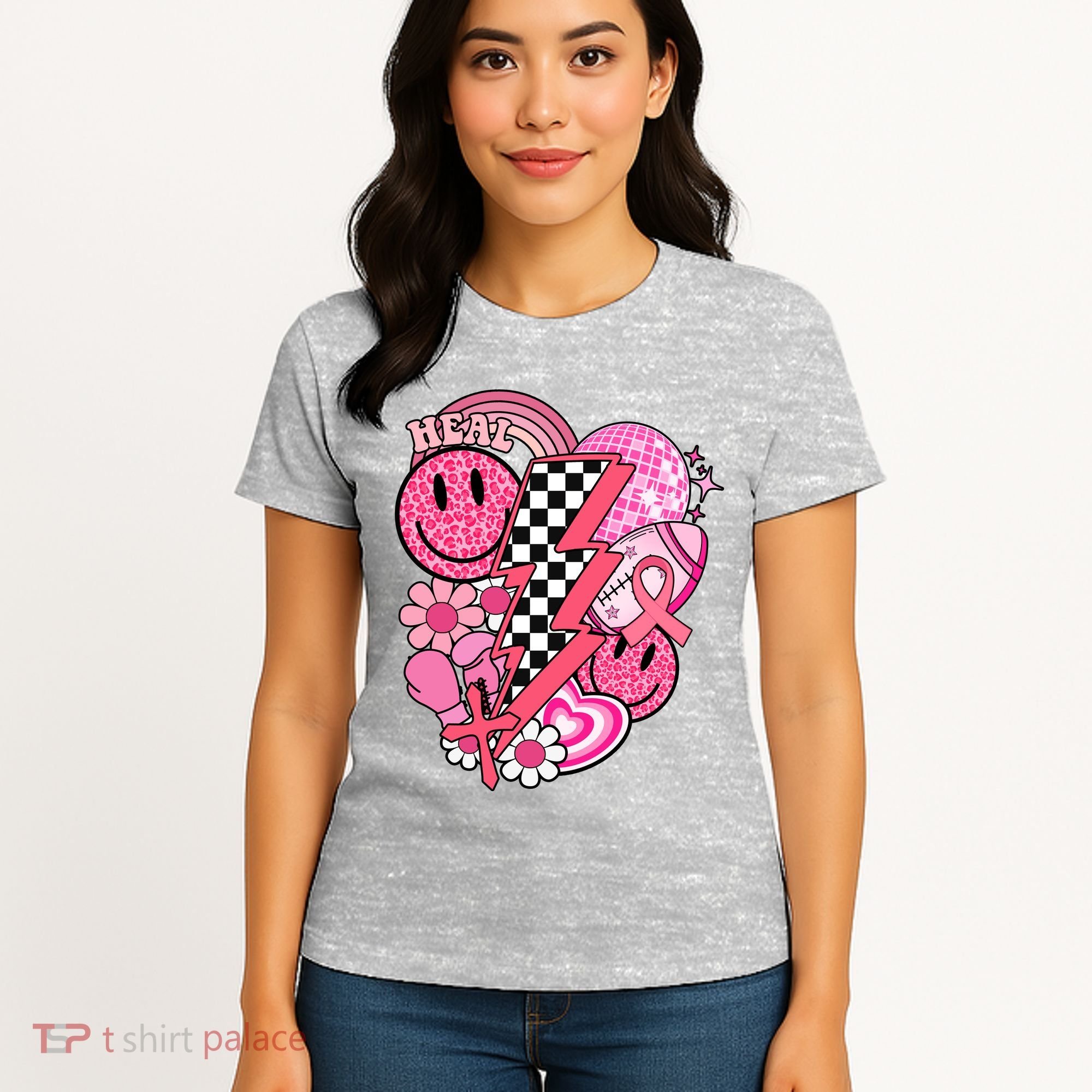 Heal Breast Cancer Awareness Retro Smile Women's T-Shirt