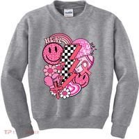 Heal Breast Cancer Awareness Retro Smile Kids Sweatshirt thumb 0