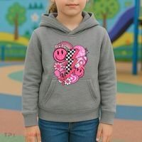 Heal Breast Cancer Awareness Retro Smile Kids Hoodie thumb 3