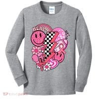 Heal Breast Cancer Awareness Retro Smile Kids Long Sleeve Shirt thumb 0