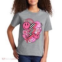 Heal Breast Cancer Awareness Retro Smile Kids T-Shirt thumb 2