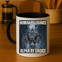 Human By Chance Alpha By Choice Cool Funny Alpha Wolf Meme Coffee Mug thumb 4