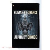 Human By Chance Alpha By Choice Cool Funny Alpha Wolf Meme Golf Towel thumb 0