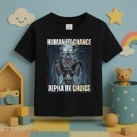 Human By Chance Alpha By Choice Cool Funny Alpha Wolf Meme Toddler T-Shirt thumb 3