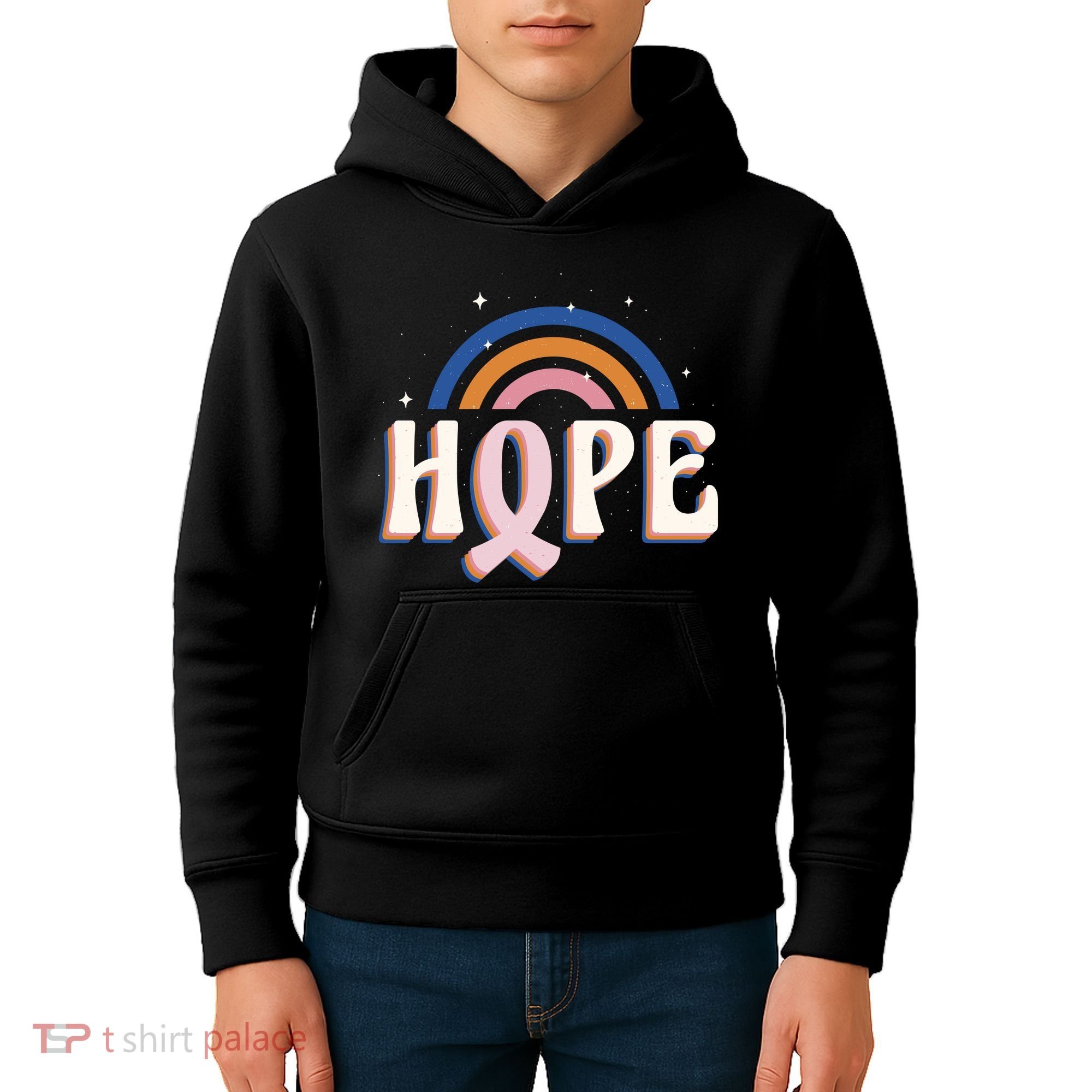 Hope Breast Cancer Awareness Rainbow Kids Hoodie