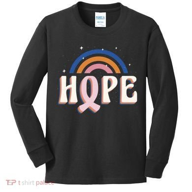 Hope Breast Cancer Awareness Rainbow Kids Long Sleeve Shirt