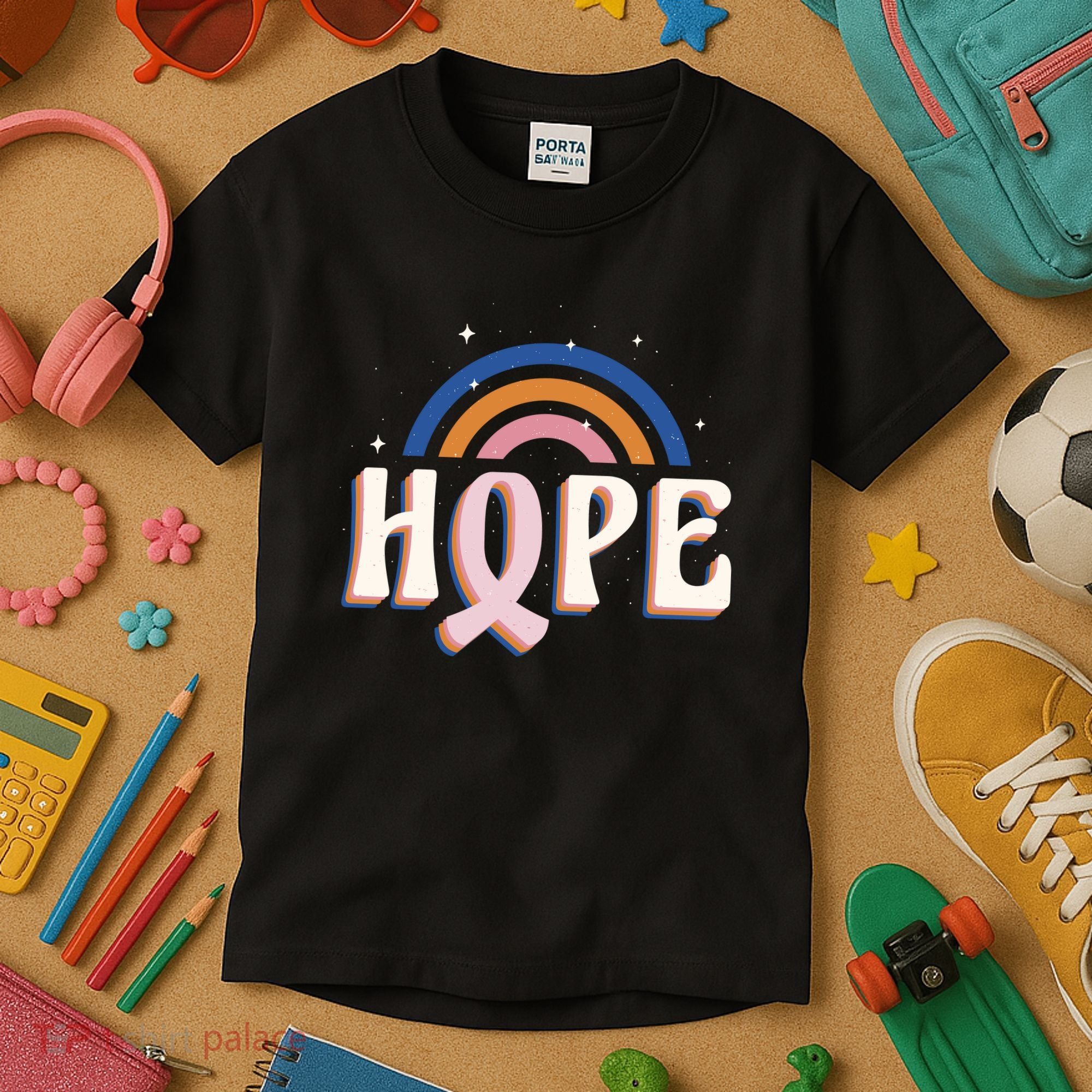 Hope Breast Cancer Awareness Rainbow Kids T-Shirt