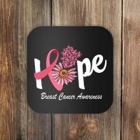 Hope Breast Cancer Awareness Flower Ribbon Coaster thumb 0