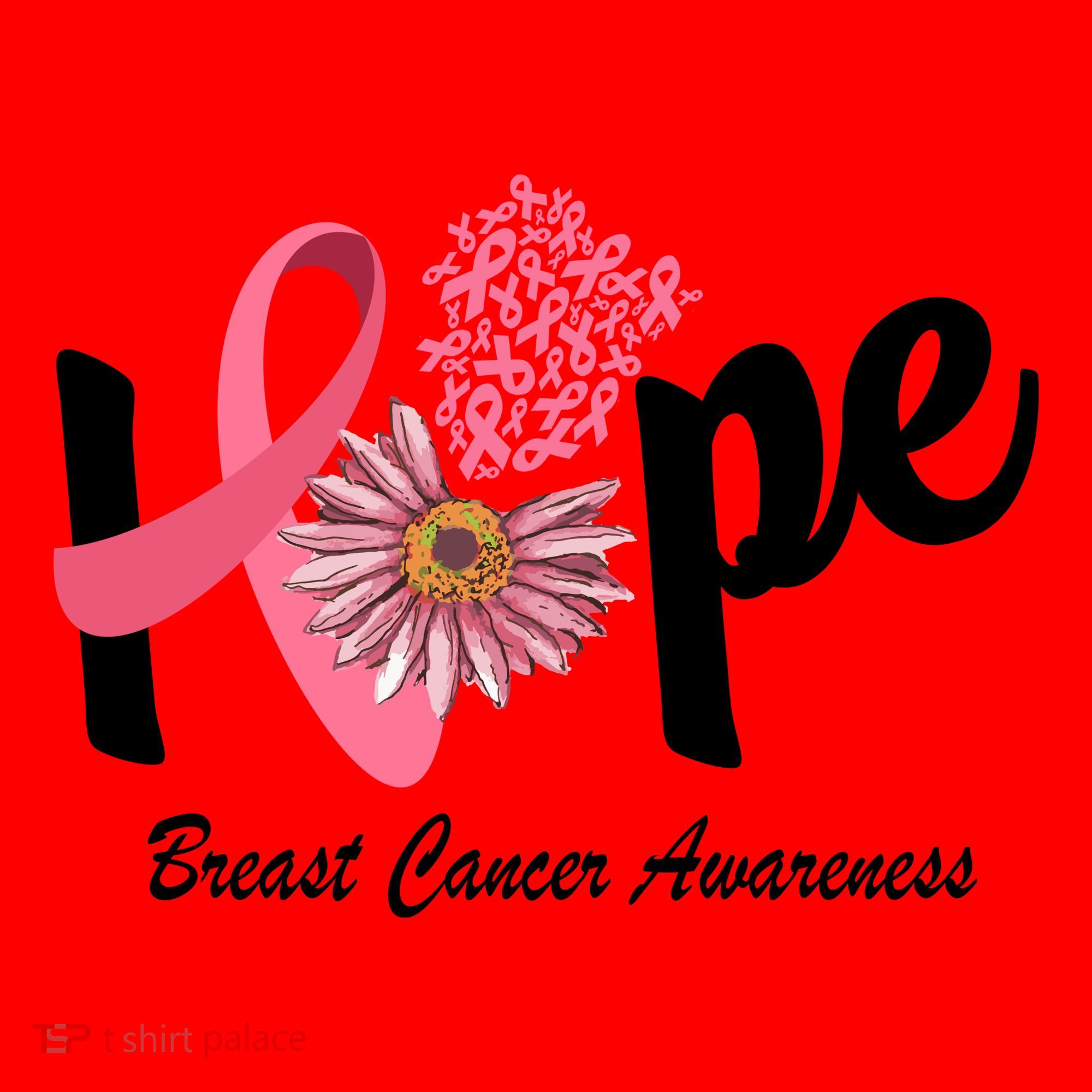Hope Breast Cancer Awareness Flower Ribbon Santa Hat