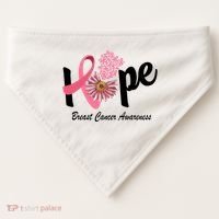 Hope Breast Cancer Awareness Flower Ribbon USA-Made Doggie Bandana thumb 0