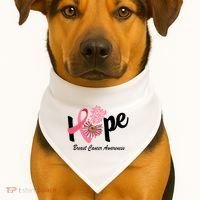 Hope Breast Cancer Awareness Flower Ribbon USA-Made Doggie Bandana thumb 1
