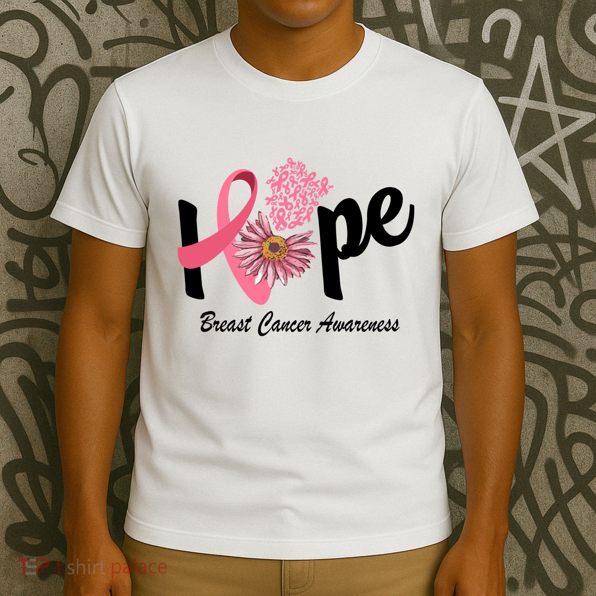 Hope Breast Cancer Awareness Flower Ribbon T-Shirt