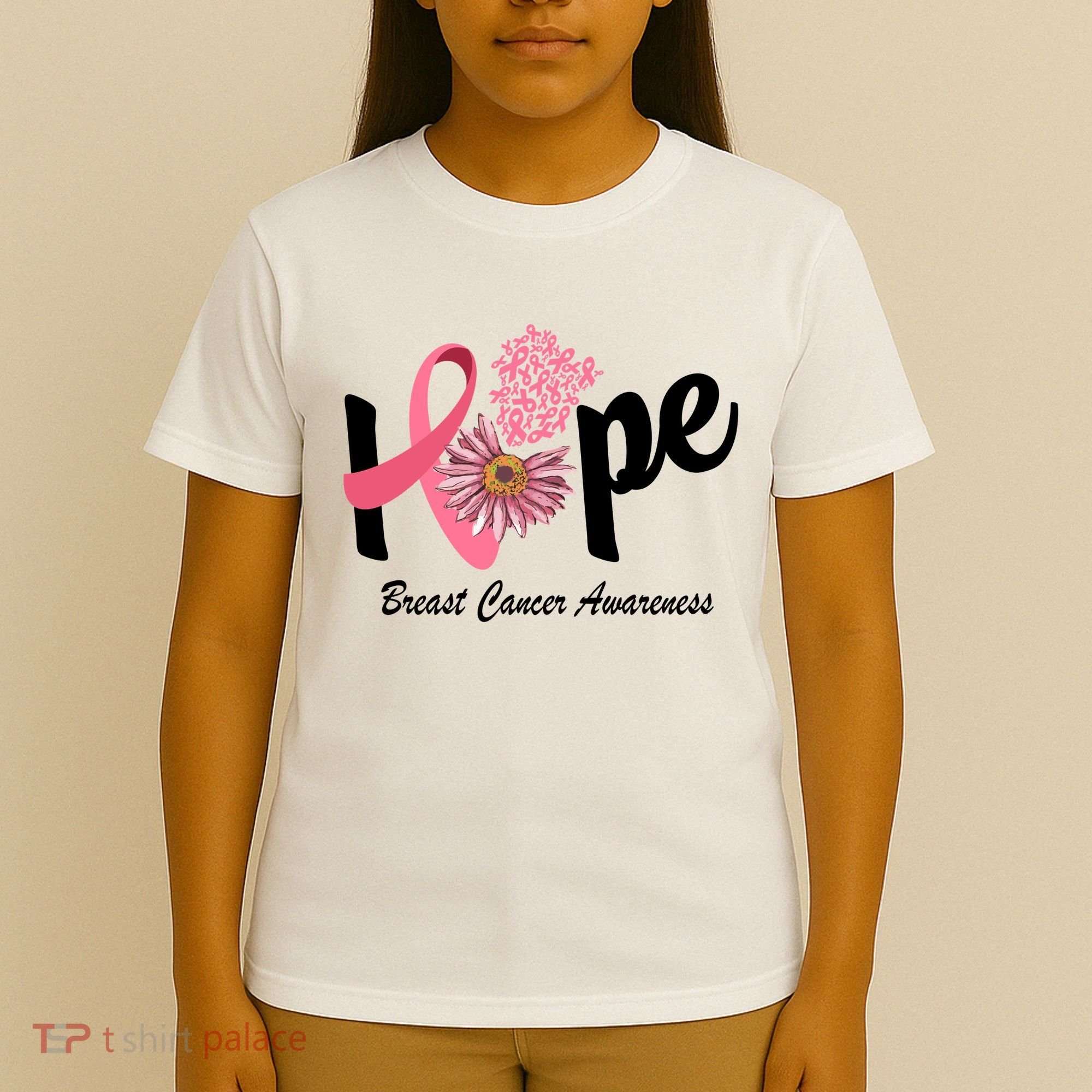 Hope Breast Cancer Awareness Flower Ribbon T-Shirt