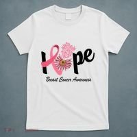 Hope Breast Cancer Awareness Flower Ribbon T-Shirt thumb 5