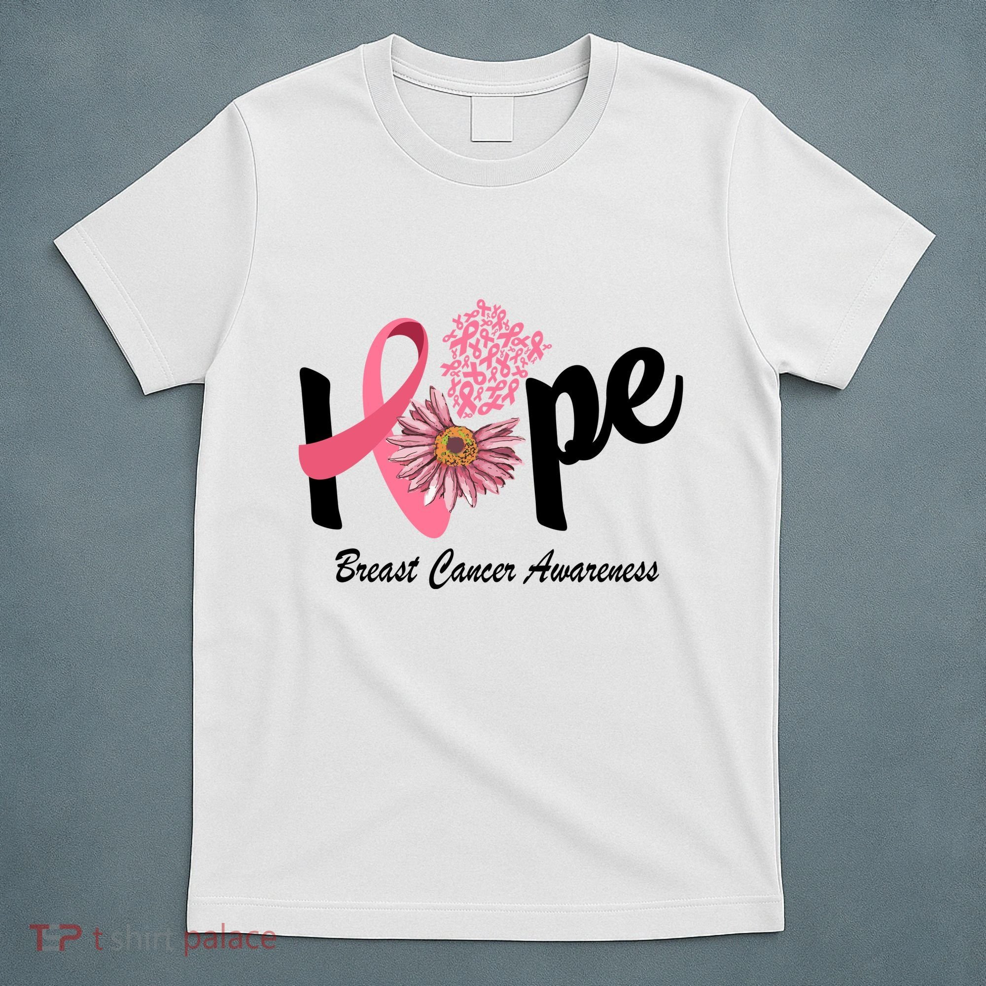 Hope Breast Cancer Awareness Flower Ribbon T-Shirt