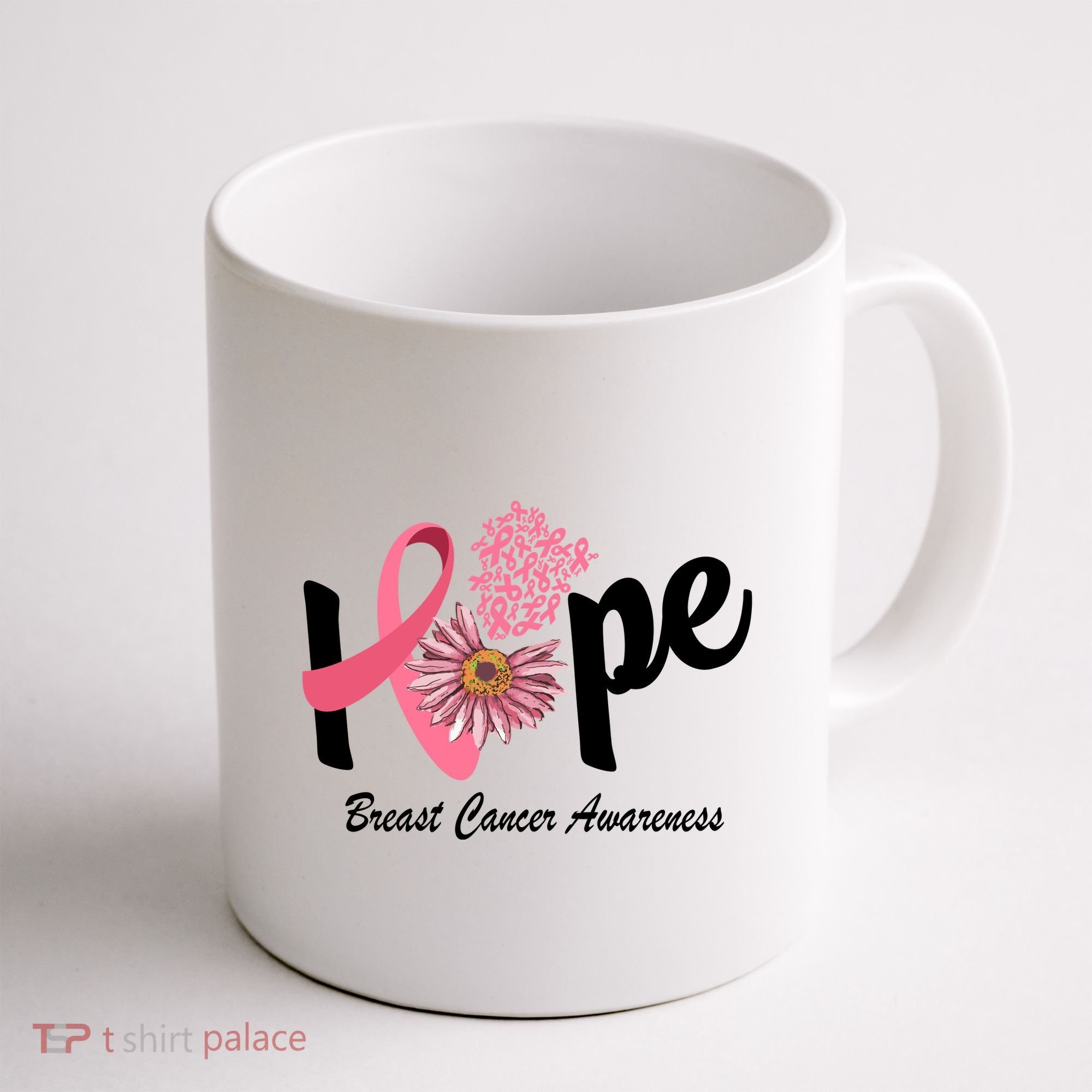 Hope Breast Cancer Awareness Flower Ribbon Coffee Mug