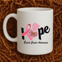 Hope Breast Cancer Awareness Flower Ribbon Coffee Mug thumb 2
