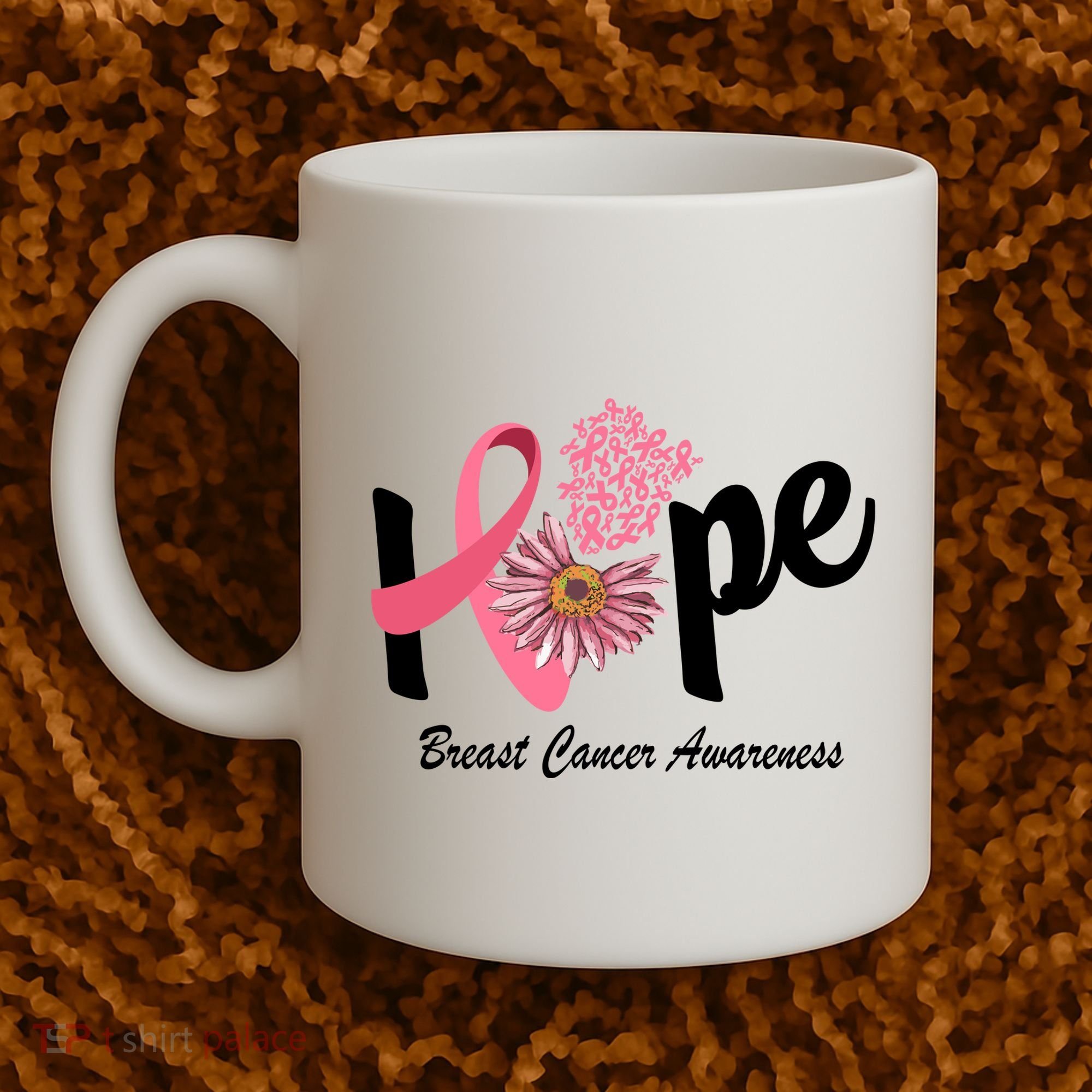 Hope Breast Cancer Awareness Flower Ribbon Coffee Mug