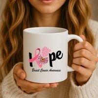 Hope Breast Cancer Awareness Flower Ribbon Coffee Mug thumb 3