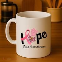 Hope Breast Cancer Awareness Flower Ribbon Coffee Mug thumb 4