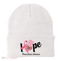 Hope Breast Cancer Awareness Flower Ribbon Beanie thumb 0