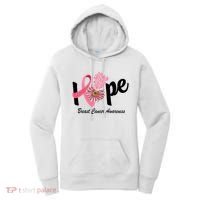 Hope Breast Cancer Awareness Flower Ribbon Women's Hoodie thumb 0