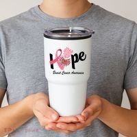 Hope Breast Cancer Awareness Flower Ribbon Tumbler thumb 2