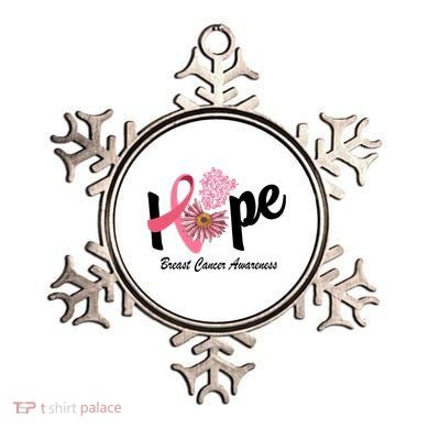 Hope Breast Cancer Awareness Flower Ribbon Ornament