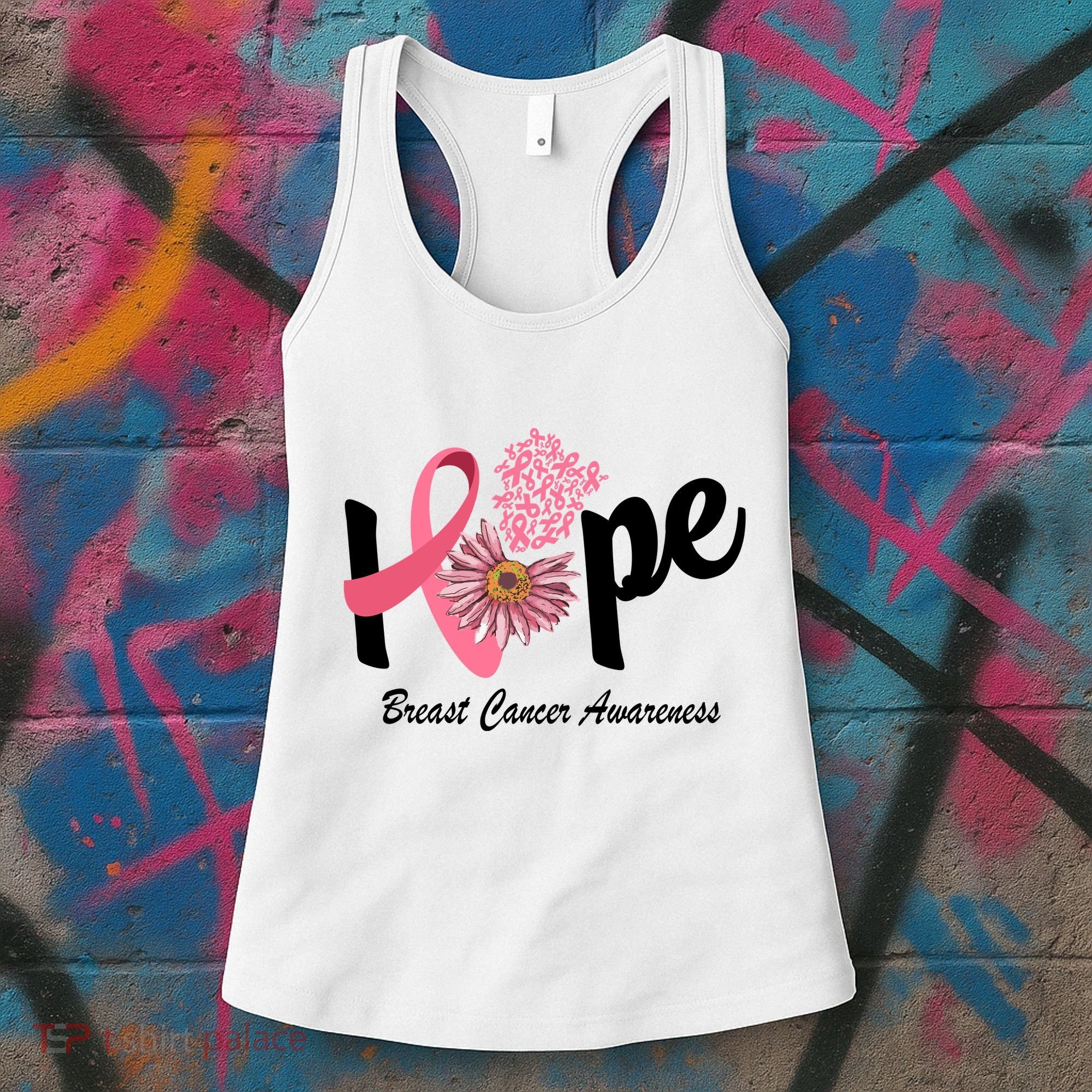 Hope Breast Cancer Awareness Flower Ribbon Women's Tank Top