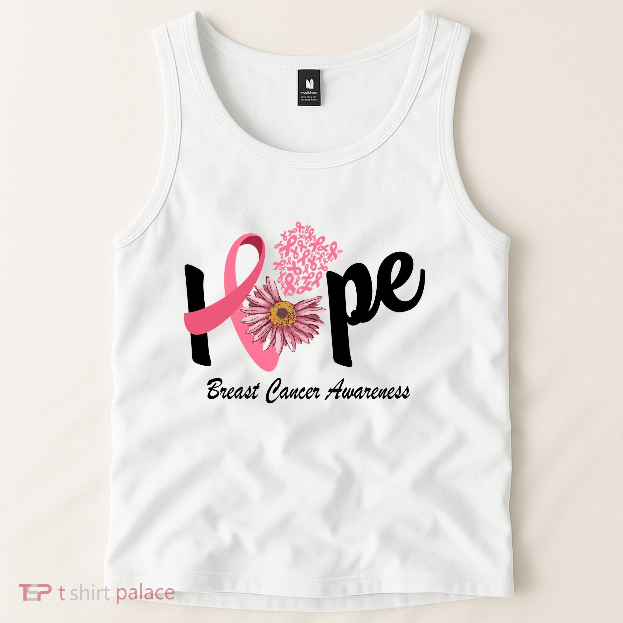Hope Breast Cancer Awareness Flower Ribbon Tank Top
