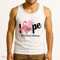 Hope Breast Cancer Awareness Flower Ribbon Tank Top thumb 3