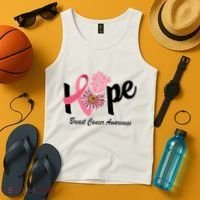 Hope Breast Cancer Awareness Flower Ribbon Tank Top thumb 4