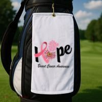 Hope Breast Cancer Awareness Flower Ribbon Golf Towel thumb 2
