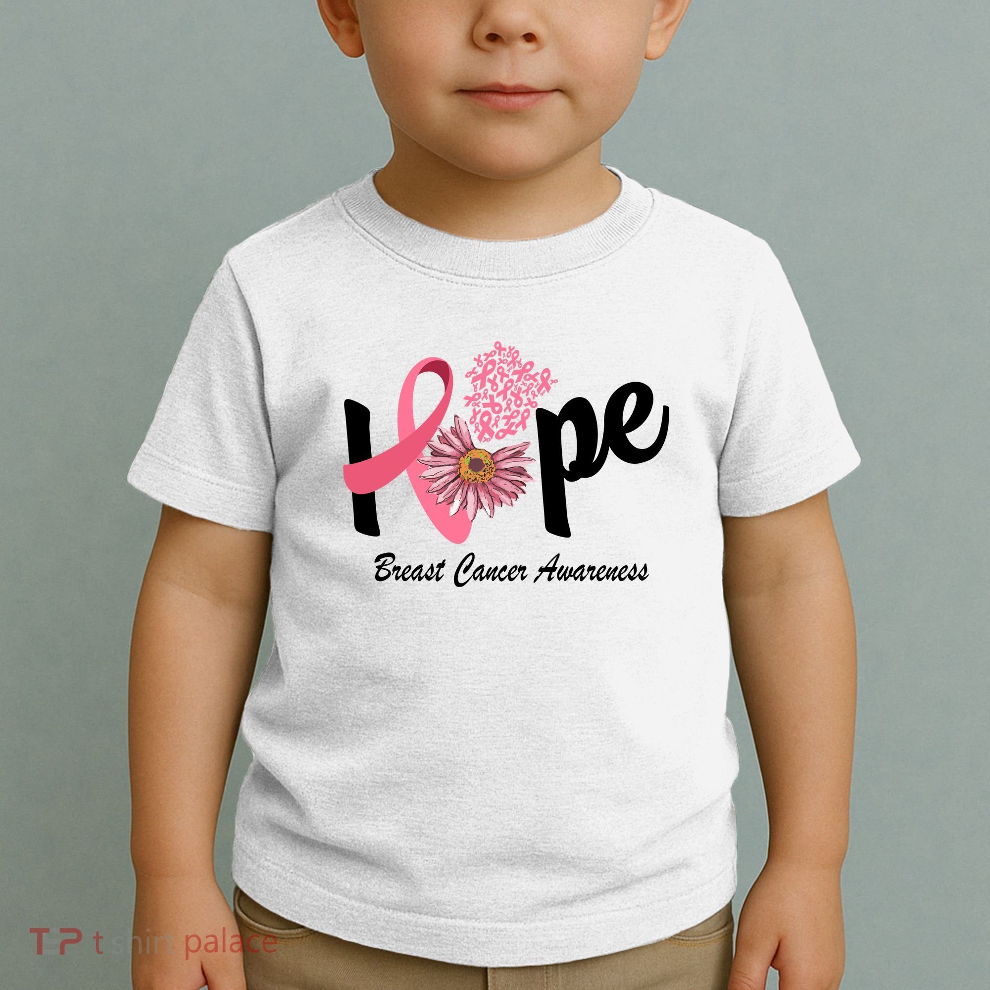 Hope Breast Cancer Awareness Flower Ribbon Toddler T-Shirt