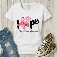 Hope Breast Cancer Awareness Flower Ribbon Women's T-Shirt thumb 3