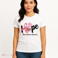 Hope Breast Cancer Awareness Flower Ribbon Women's T-Shirt thumb 4