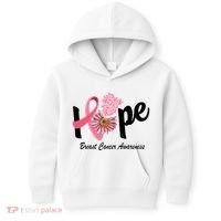Hope Breast Cancer Awareness Flower Ribbon Kids Hoodie thumb 0