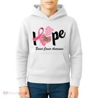 Hope Breast Cancer Awareness Flower Ribbon Kids Hoodie thumb 4