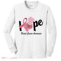 Hope Breast Cancer Awareness Flower Ribbon Kids Long Sleeve Shirt thumb 0