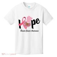 Hope Breast Cancer Awareness Flower Ribbon Kids T-Shirt thumb 0