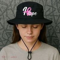 Hope Breast Cancer Awareness Ribbon Flower Bucket Hat thumb 3