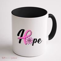 Hope Breast Cancer Awareness Ribbon Flower Coffee Mug thumb 1