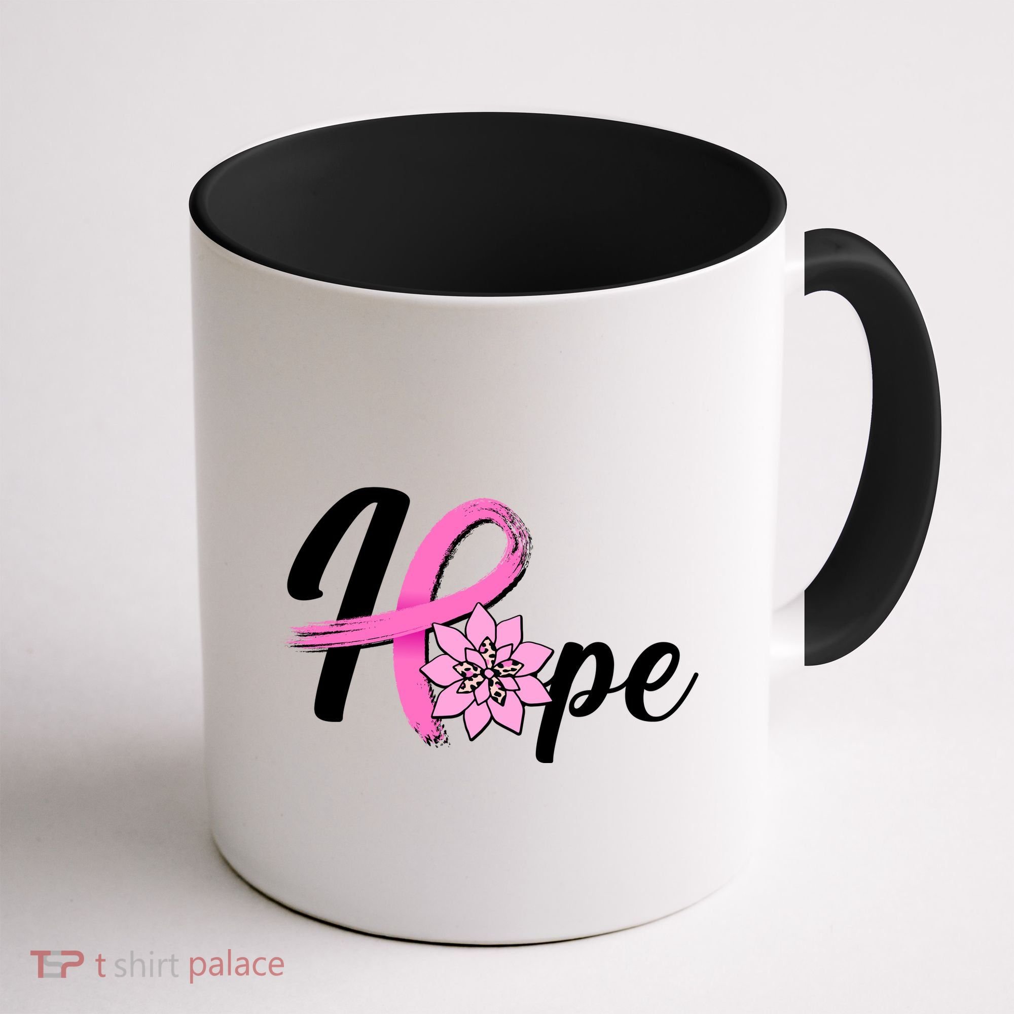 Hope Breast Cancer Awareness Ribbon Flower Coffee Mug