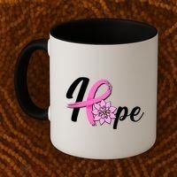 Hope Breast Cancer Awareness Ribbon Flower Coffee Mug thumb 2
