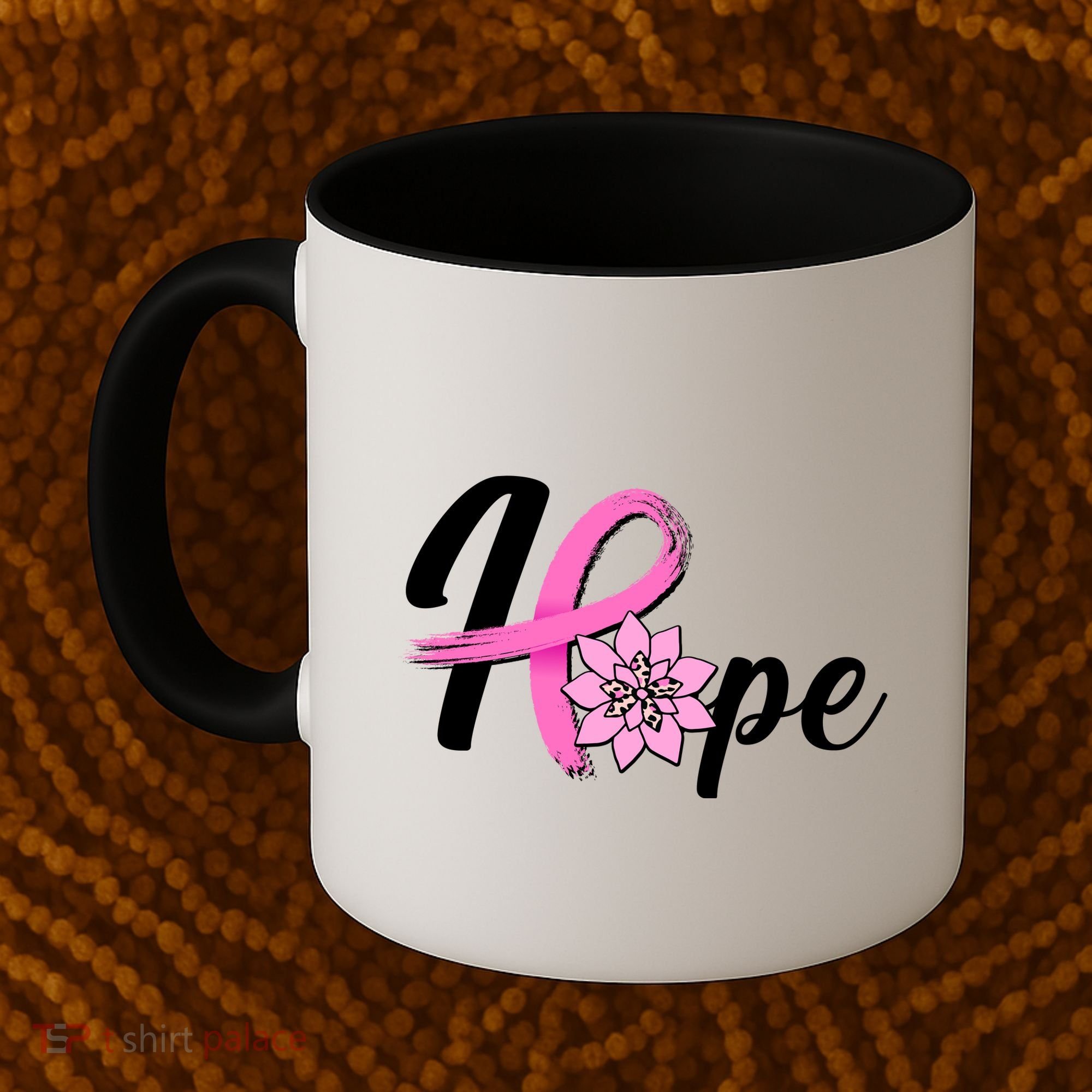 Hope Breast Cancer Awareness Ribbon Flower Coffee Mug
