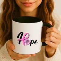 Hope Breast Cancer Awareness Ribbon Flower Coffee Mug thumb 3
